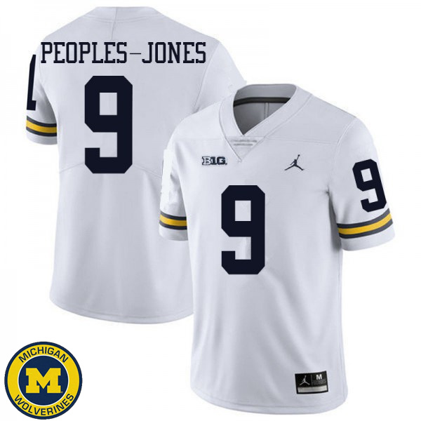 Men's Michigan Wolverines #9 Donovan Peoples-Jones White Jordan Brand Official Game Jersey